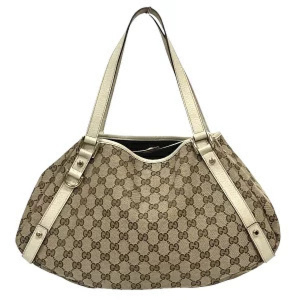 Gucci GG Canvas Abbey Tote Shoulder Bag Beige Tan